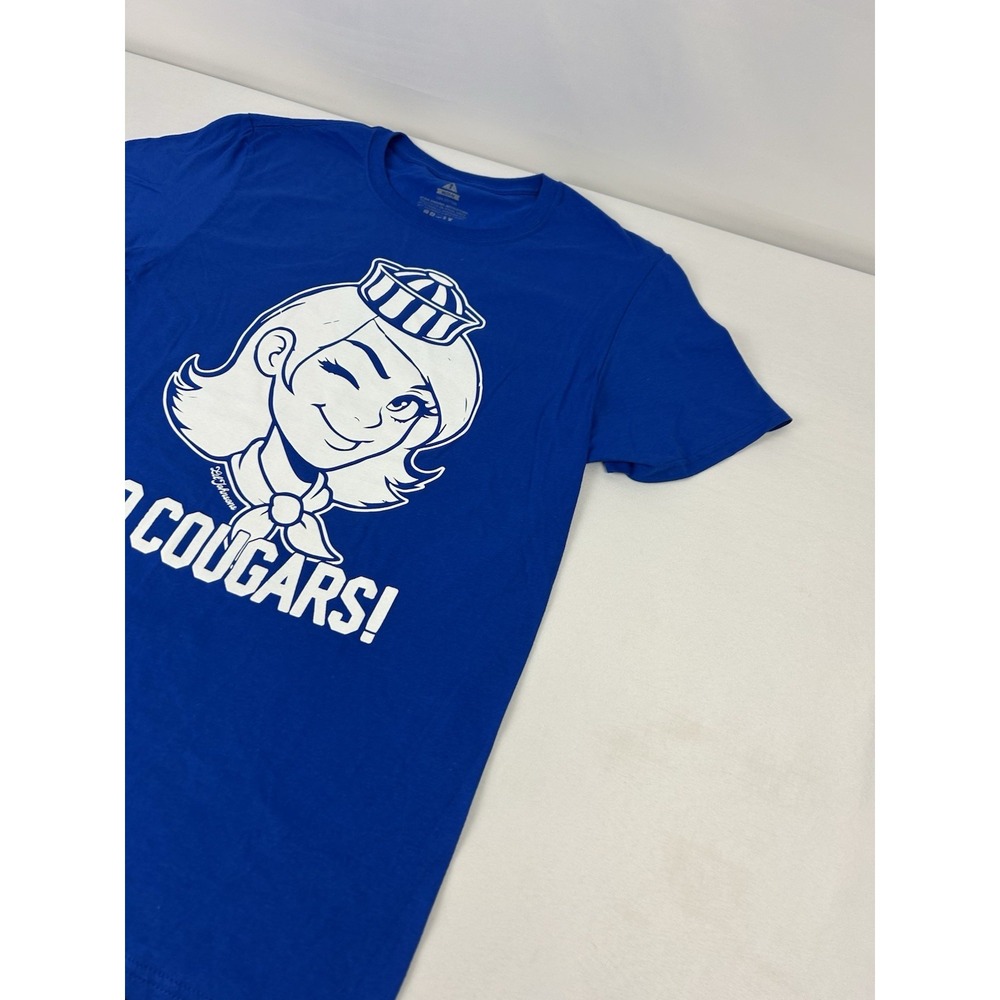 BYU Go Cougars Winking Cougar T-Shirt Lil Johnsons Mens Large Blue Cotton Tee - Picture 11 of 11